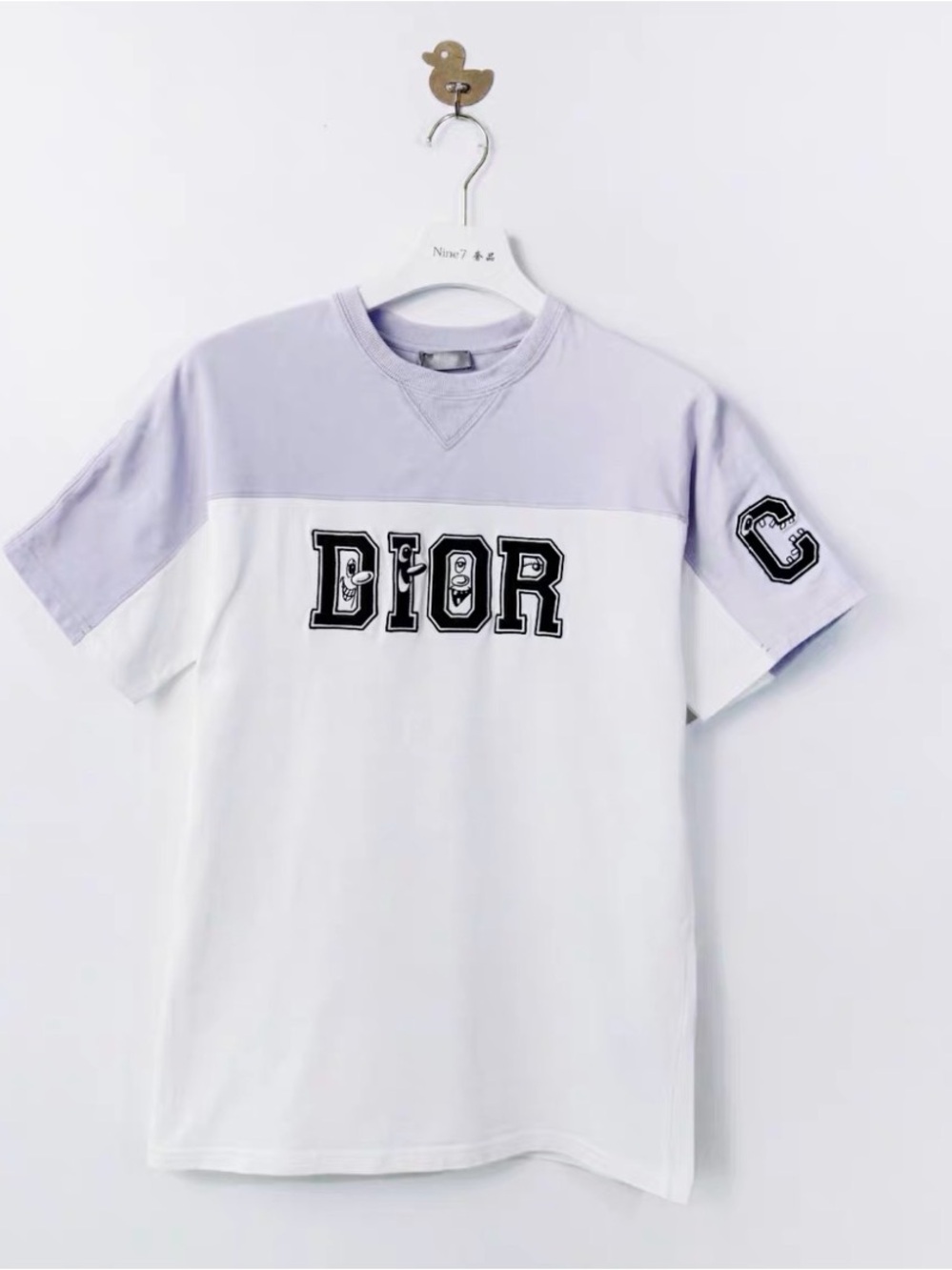 🚩steal Dior Lavender & White Crewneck Logo Tee